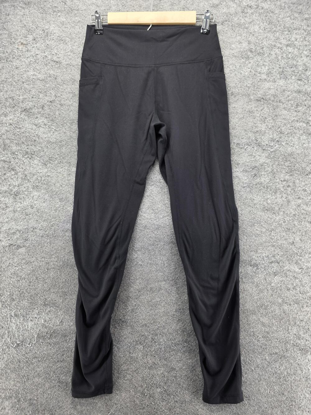 Three Nails Leggings Mens M Black Compression Elastic Waist Pockets Stretch